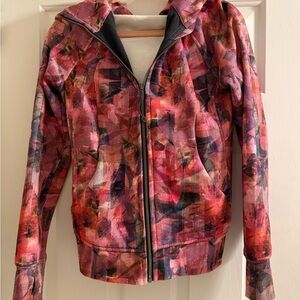 lululemon athletica Pink and Red Abstract Bomber Jacket